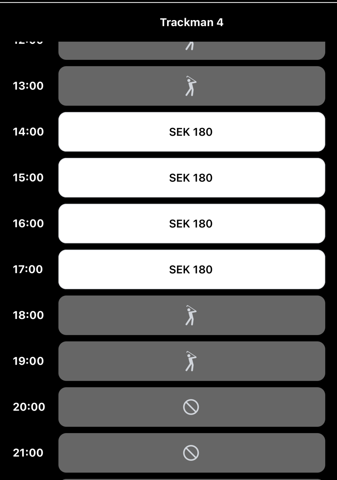 exempel på hur bokningen av simulatorn ser ut